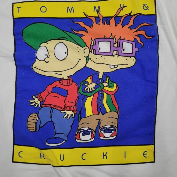 Rugrats 90s Cartoon T-Shirt Mens Small (M Slim Fit) Nickelodeon Tommy Chuckie - Picture 2 of 8